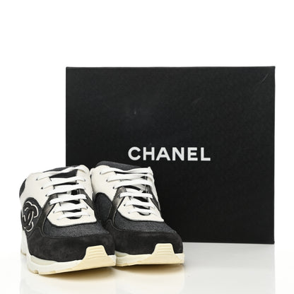 Chanel Denim Suede Calfskin CC Sneakers 37 Grey 9 of 9