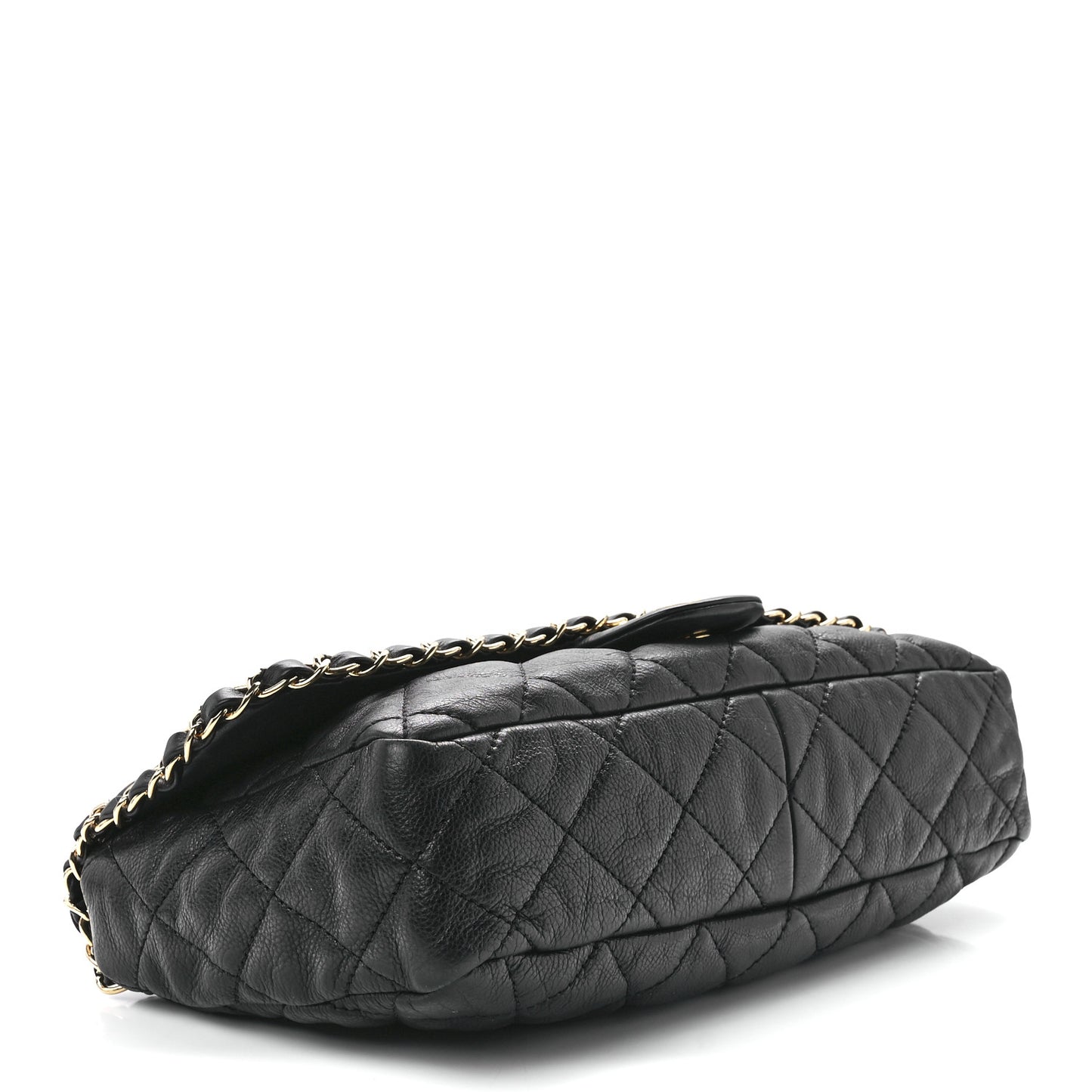 Calfskin Quilted Medium Chain Me Flap Black