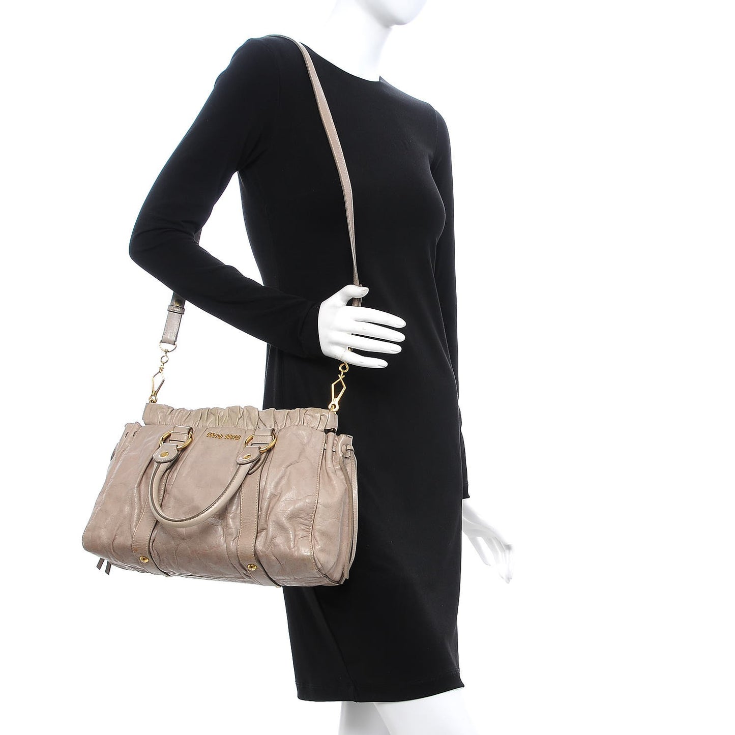 Vitello Lux Gathered Tote Pomice