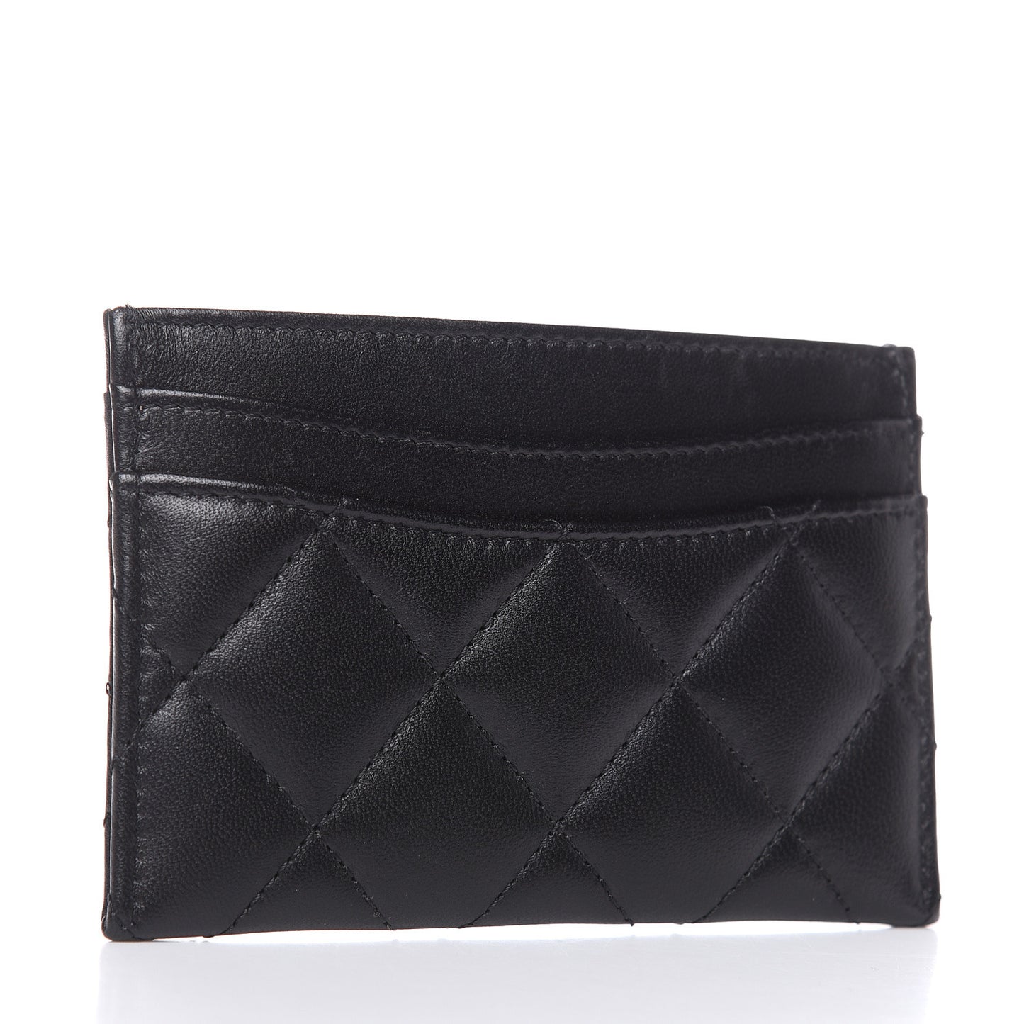 Lambskin Quilted Card Holder Black