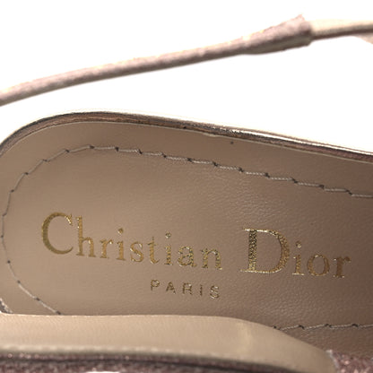 Christian Dior Cotton Laminated Strass J'Adior Slingback 100mm Pumps 36 Rose Des Vents 9 of 13