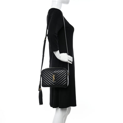 Saint Laurent Calfskin Matelasse Monogram Lou Camera Bag Black 2 of 10