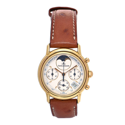 Jaeger-LeCoultre 18K Yellow Gold Ostrich 30mm Odysseus Moon Phase Quartz Watch 167.7.30 1 of 4