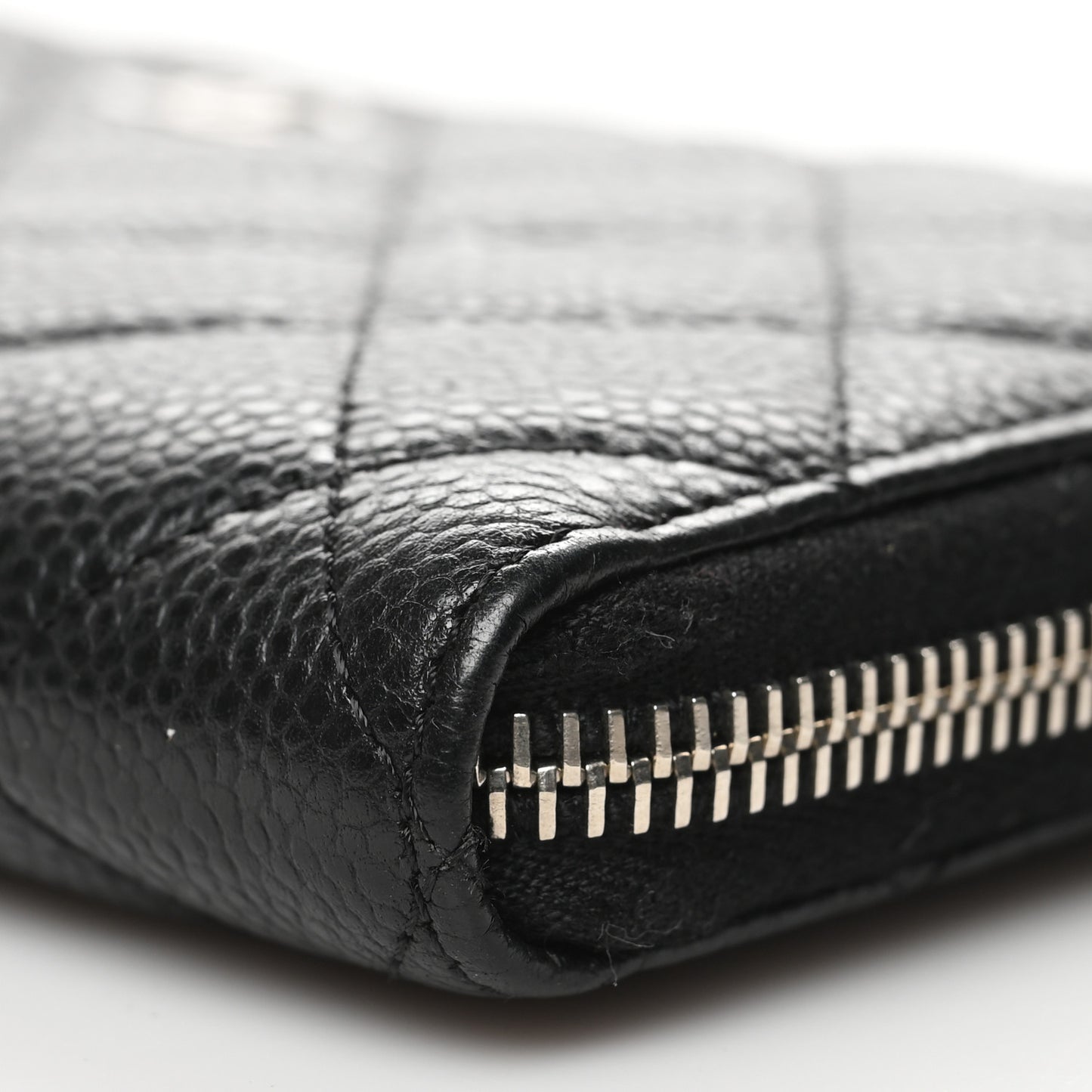 Caviar Quilted Large Gusset Zip Around Wallet Black