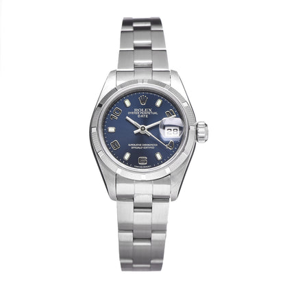 Rolex Stainless Steel 26mm Oyster Perpetual Date Watch Blue 79190 1 of 9