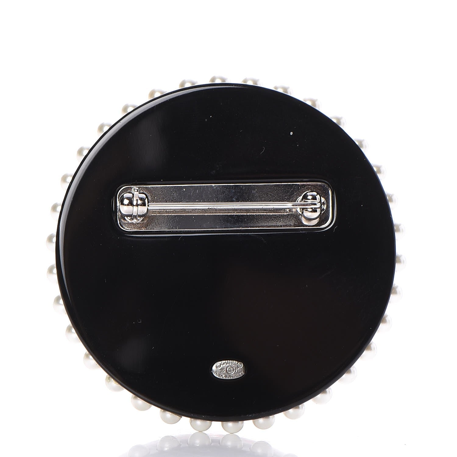 Chanel Metal Resin Pearl Emoji Brooch Silver White 3 of 5