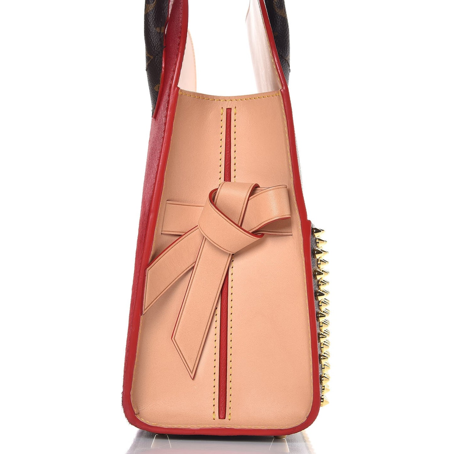 Monogram Calf Hair Spikes Iconoclasts Christian Louboutin Tote Red