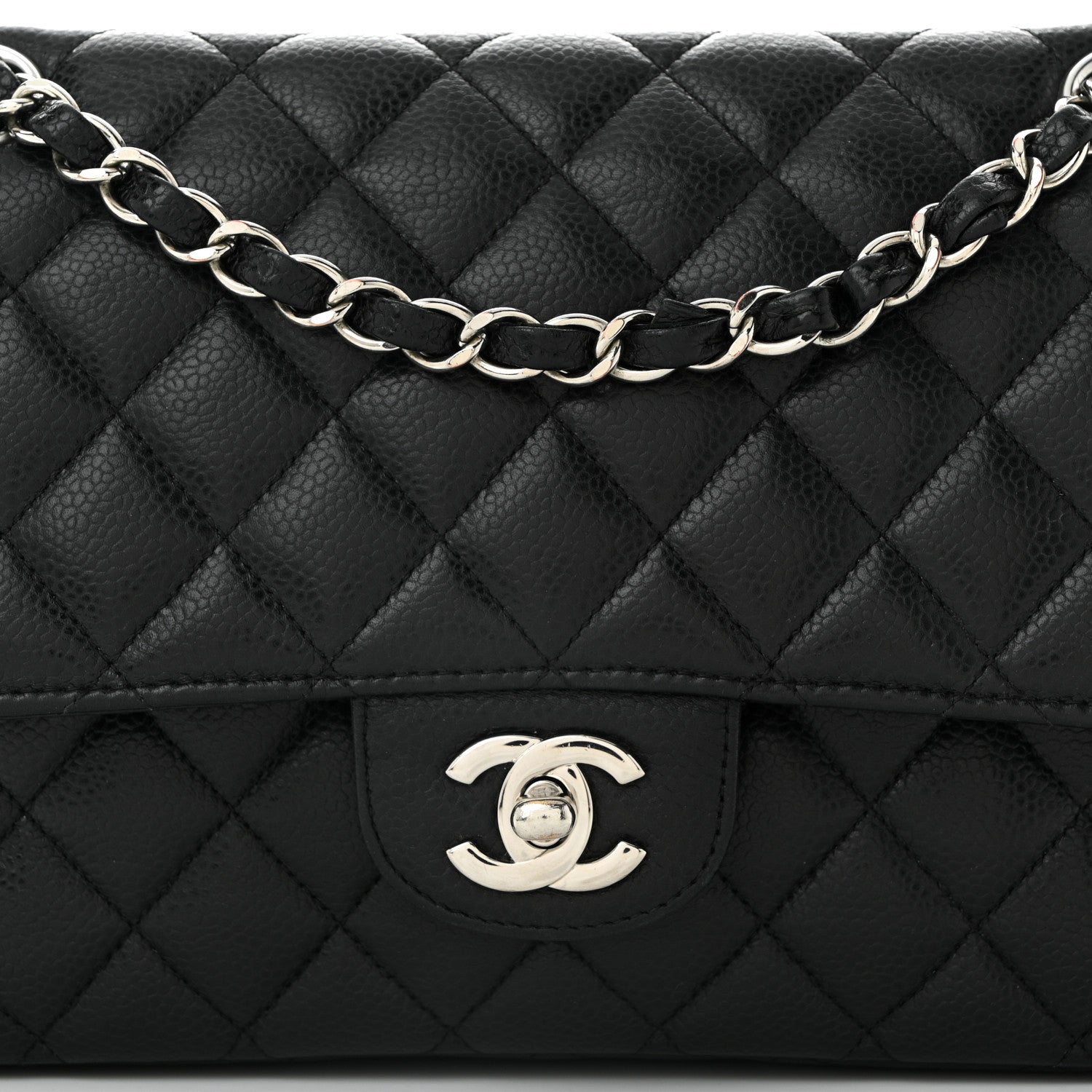 Chanel Caviar Quilted Medium Double Flap Black 7 of 9