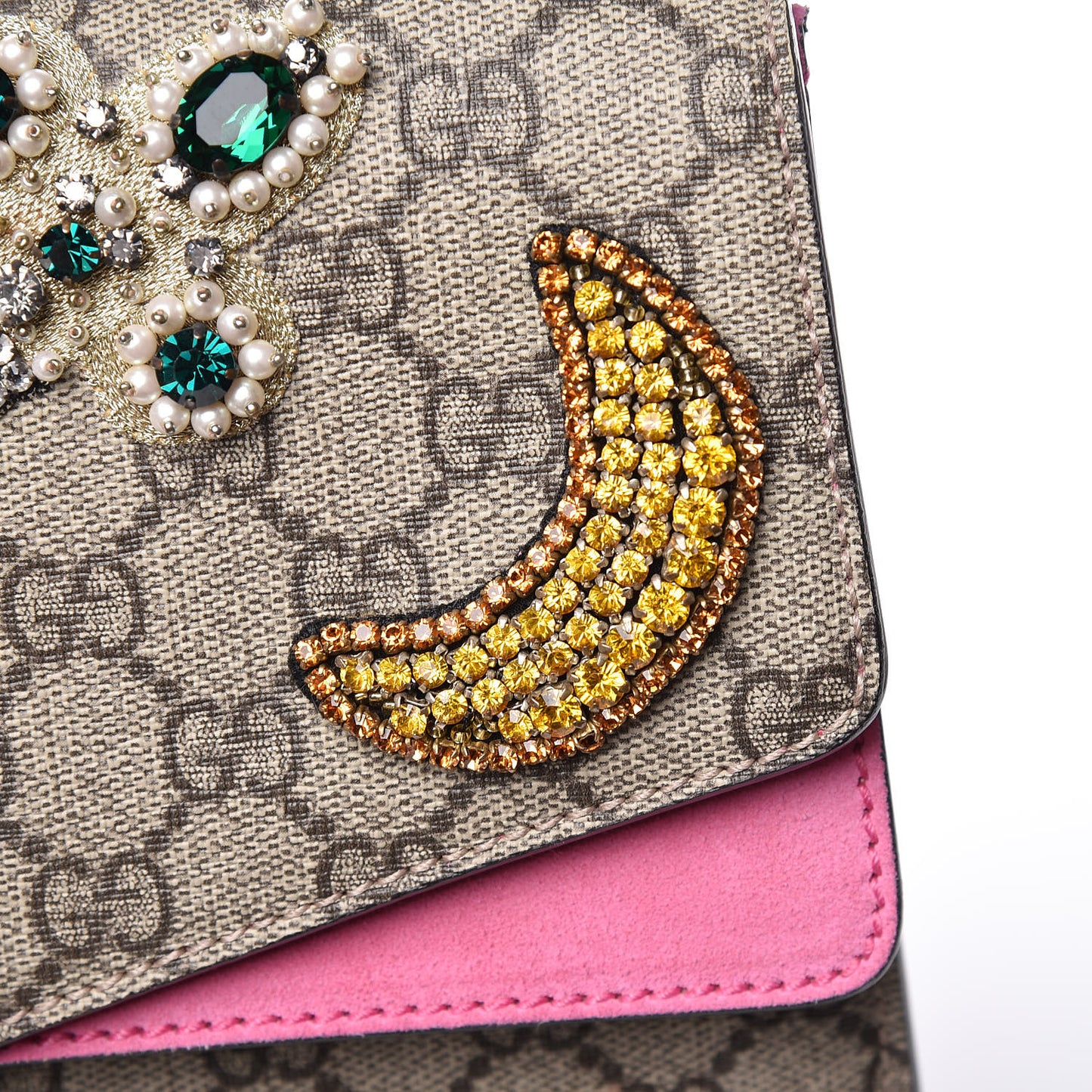 GG Supreme Monogram Suede Pierced Heart Embroidered Medium Dionysus Shoulder Bag Beige Ebony Pink Tropical Flower