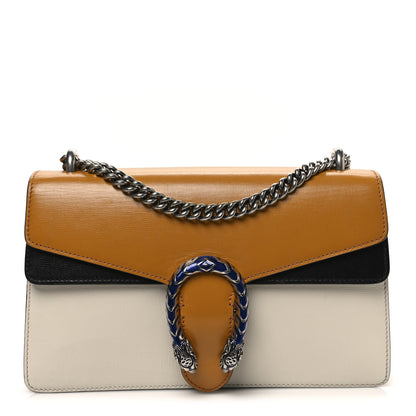 Gucci Azalea Calfskin Enamel Tri-Color Small Dionysus Shoulder Bag Mystic White Sun Oil Black Electric Blue 1 of 10