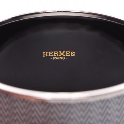 Hermes Enamel Printed Extra Wide Chevron Bracelet 65 Black 5 of 5