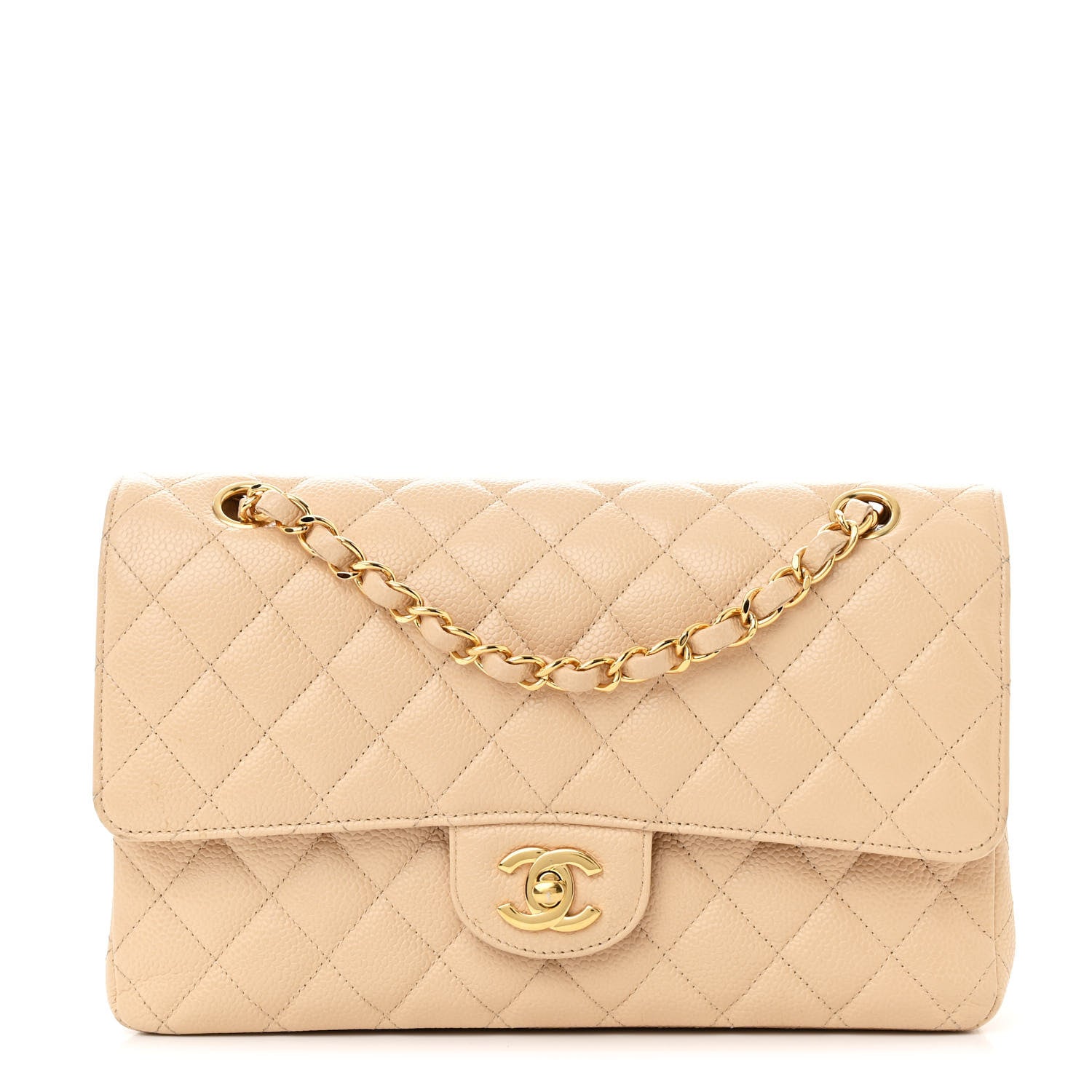 Chanel Caviar Quilted Medium Double Flap Beige 1 of 13