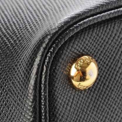 Prada Saffiano Cuir Large Double Bag Black Mughetto 10 of 13