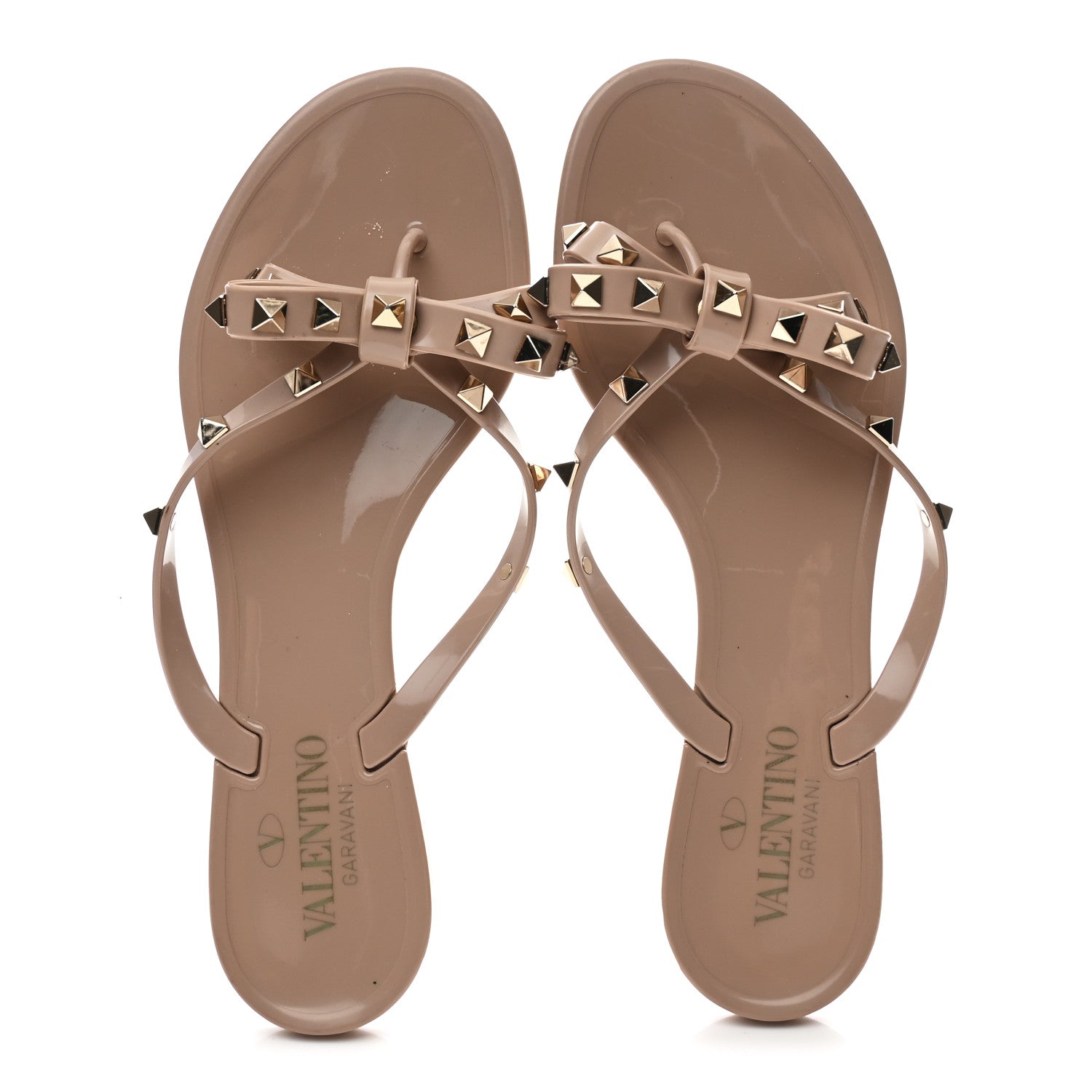 Valentino Garavani PVC Jelly Rockstud Bow Thong Sandals 38 Poudre 2 of 9