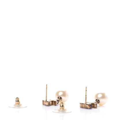 Chanel Pearl Enamel CC Drop Earrings Black Gold 3 of 7