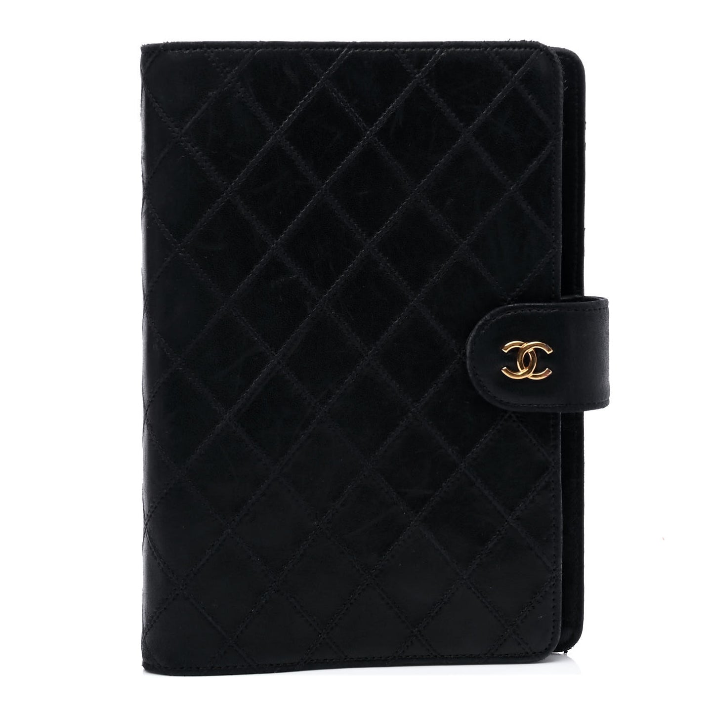 Lambskin Quilted Agenda Cover Black