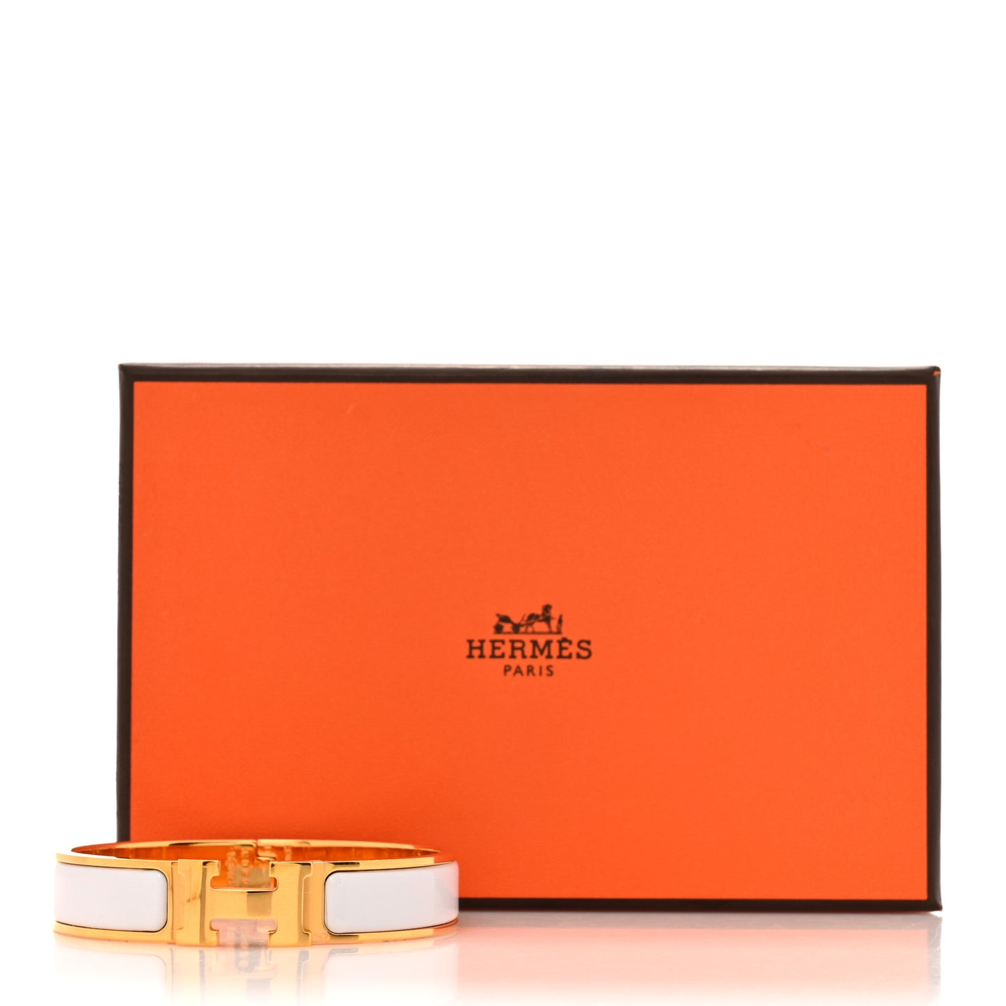 Enamel Narrow Clic Clac H Bracelet PM White