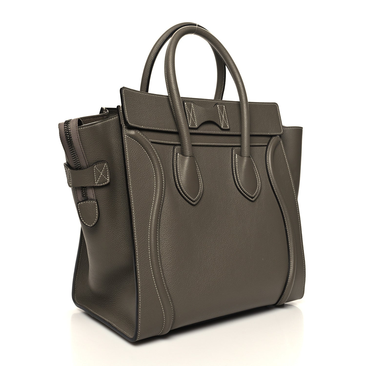 Celine Drummed Calfskin Mini Luggage Souris 3 of 12