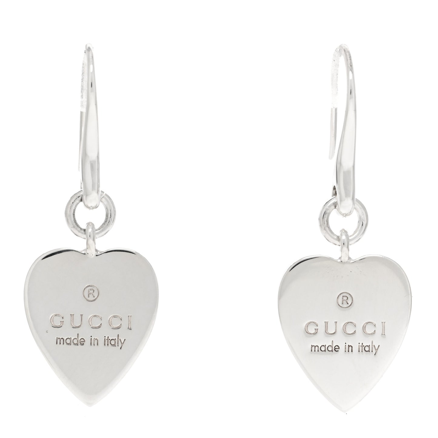 Sterling Silver Trademark Heart Drop Earrings