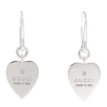 Gucci Sterling Silver Trademark Heart Drop Earrings 1 of 4