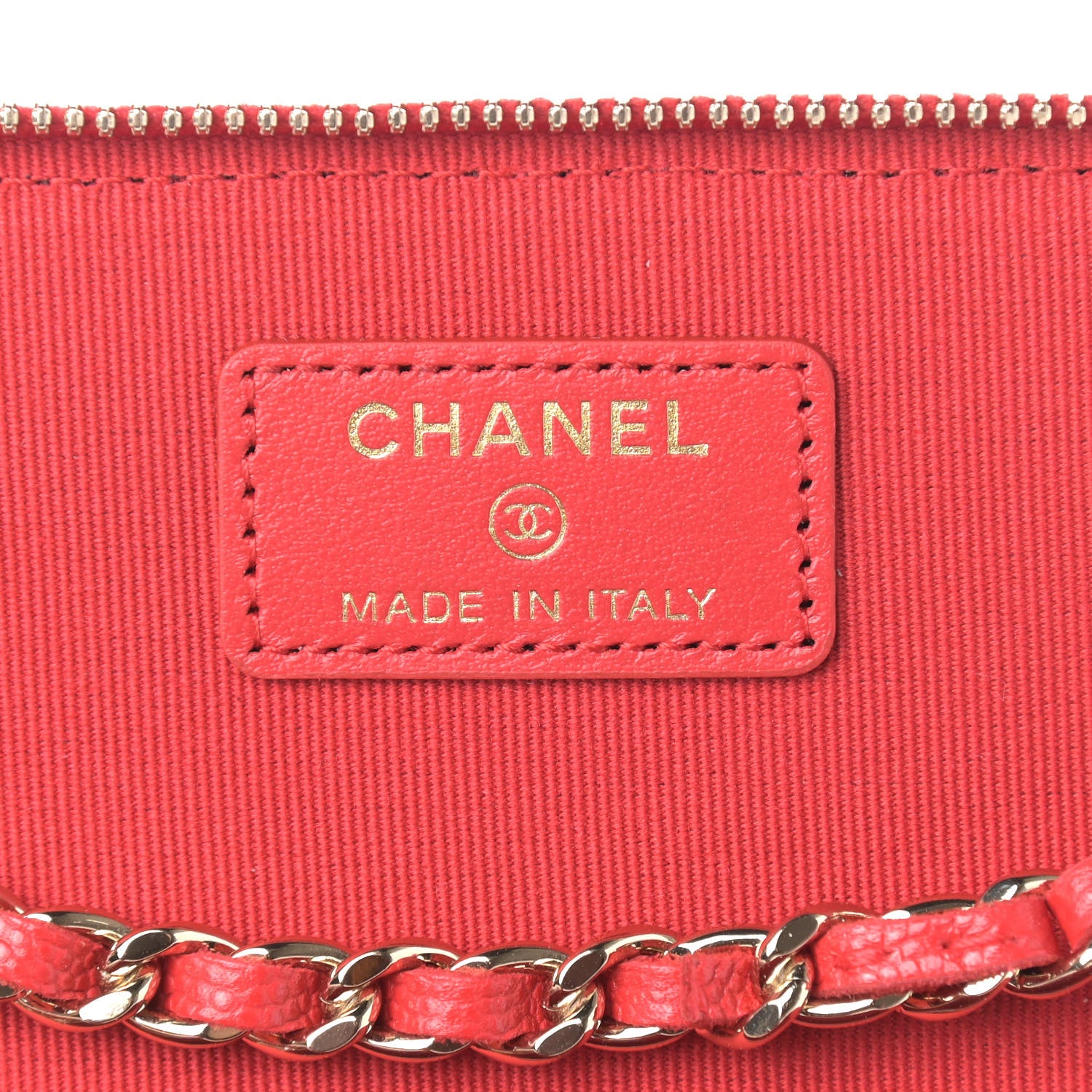 Chanel Caviar Quilted Small Vanity Case With Chain Red 6 of 9
