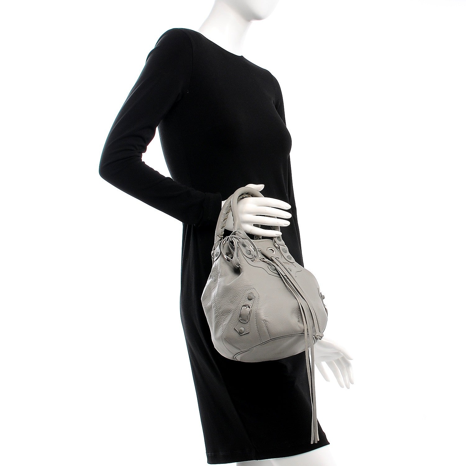 Balenciaga Matte Goatskin Rubber Covered Classic Hardware Mini Pompon Gris Glace 2 of 9