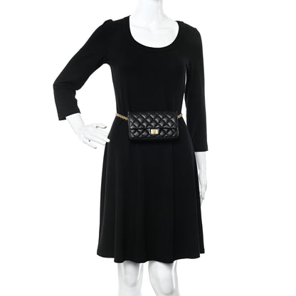 Chanel Aged Calfskin Quilted 2.55 Reissue Flap Belt Bag Clutch Black 2 of 11