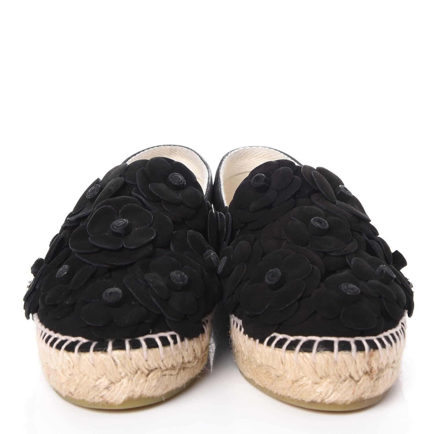 Chanel Lambskin Camellia CC Espadrilles 36 Black 3 of 8