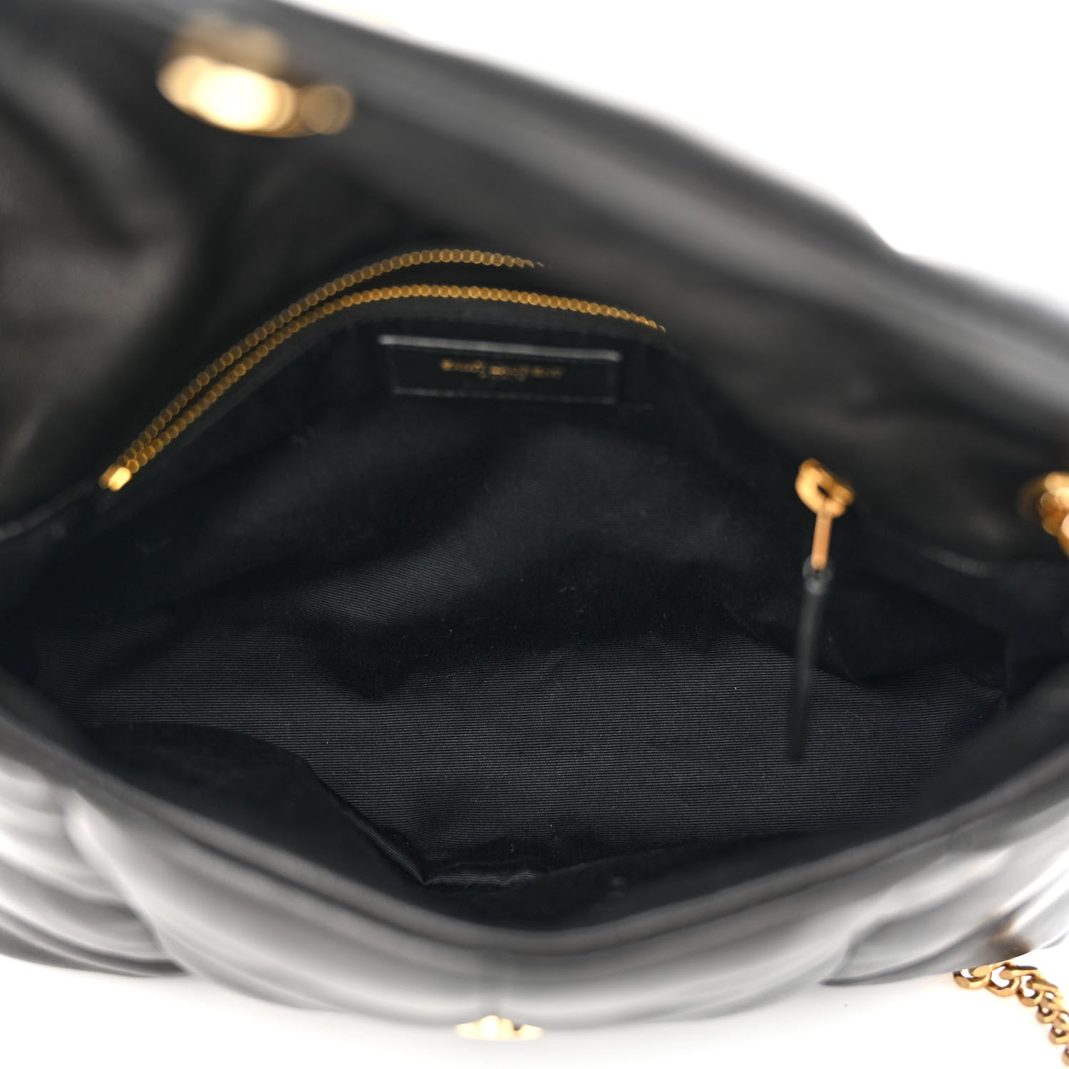 Saint Laurent Lambskin Quilted Small Loulou Puffer Monogram Chain Tote Black 5 of 12