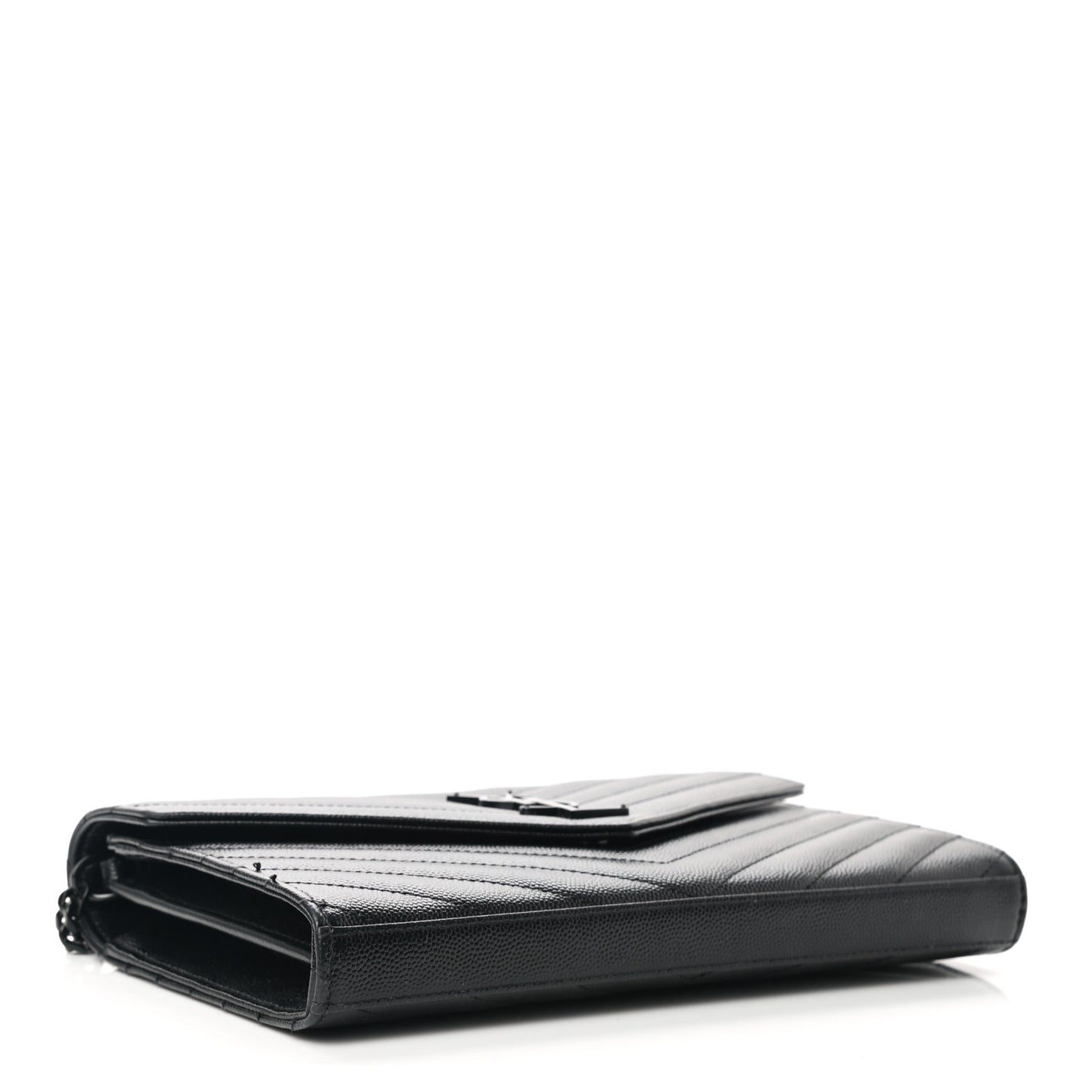 Grain De Poudre Matelasse Chevron Monogram Chain Wallet Black