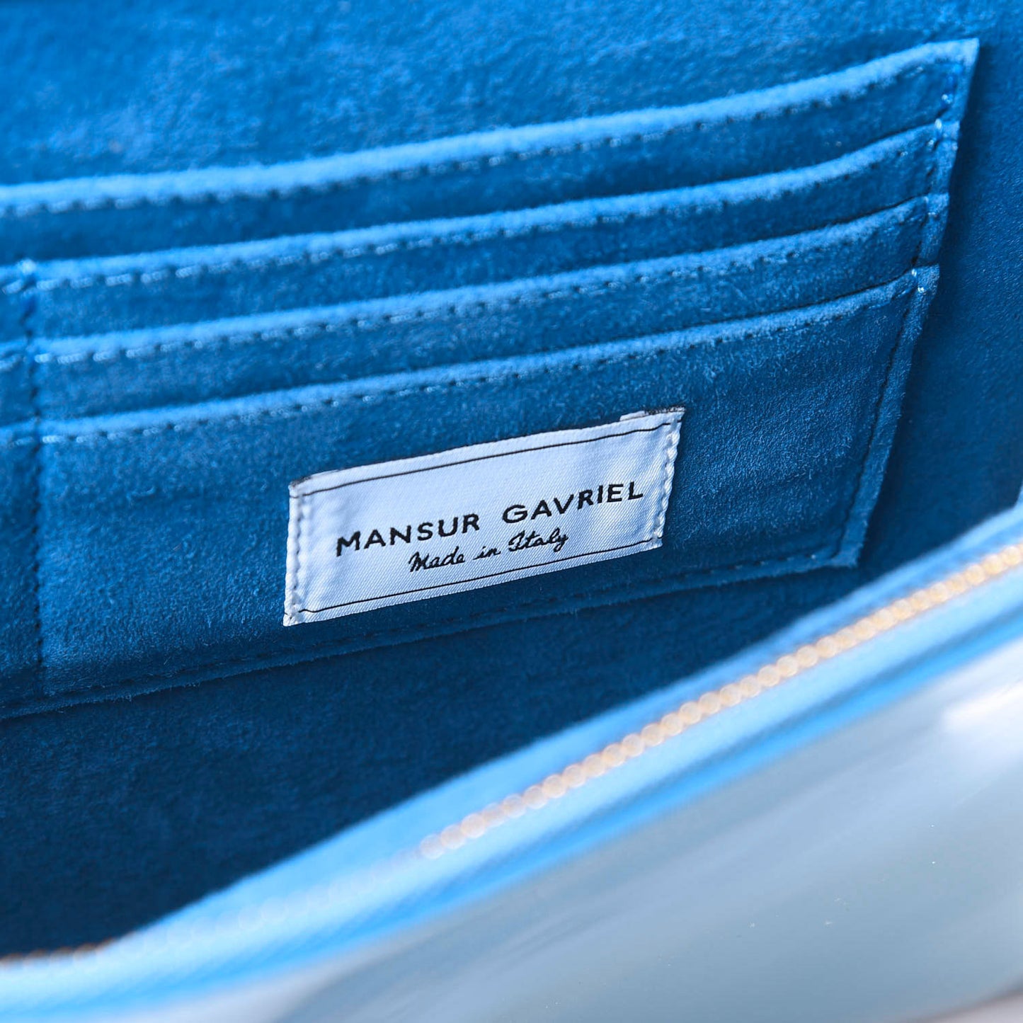 Patent Calfskin Envelope Flat Clutch Sea Blue
