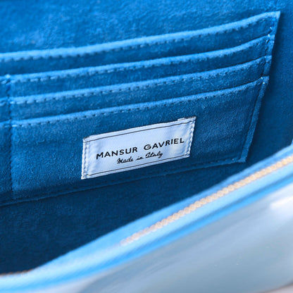 Mansur Gavriel Patent Calfskin Envelope Flat Clutch Sea Blue 4 of 8