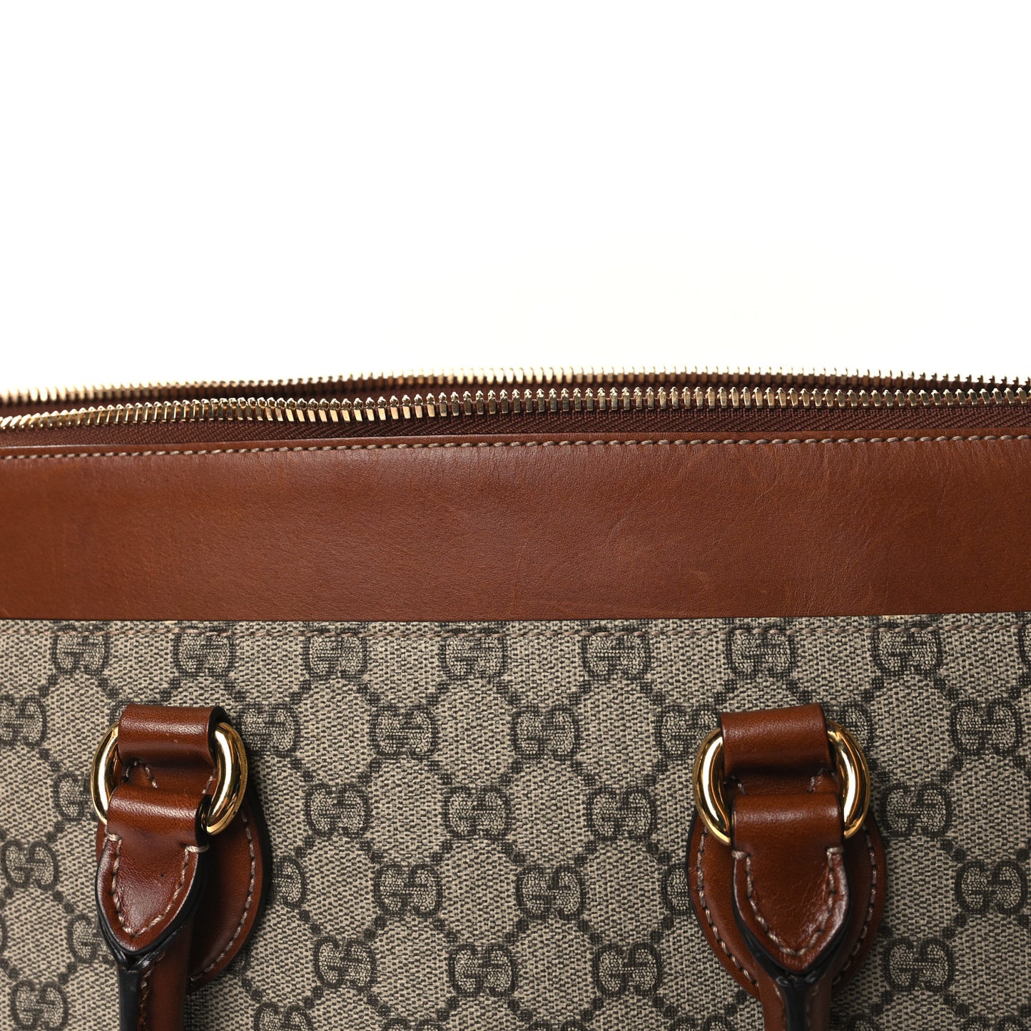 GG Supreme Monogram Small Zip Top Tote Beige Tuscany