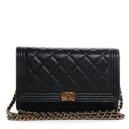 Chanel Caviar Quilted Boy Wallet On Chain WOC Black 1 of 9
