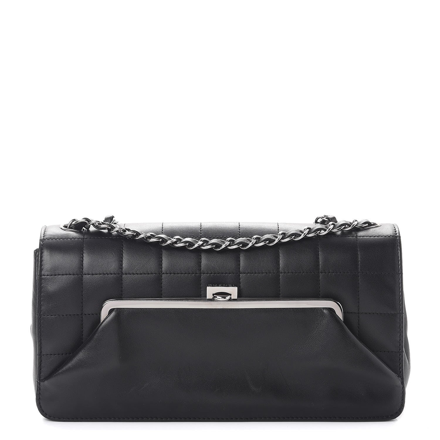 Chanel Lambskin Square Stitched Kiss Lock Flap Black 1 of 13