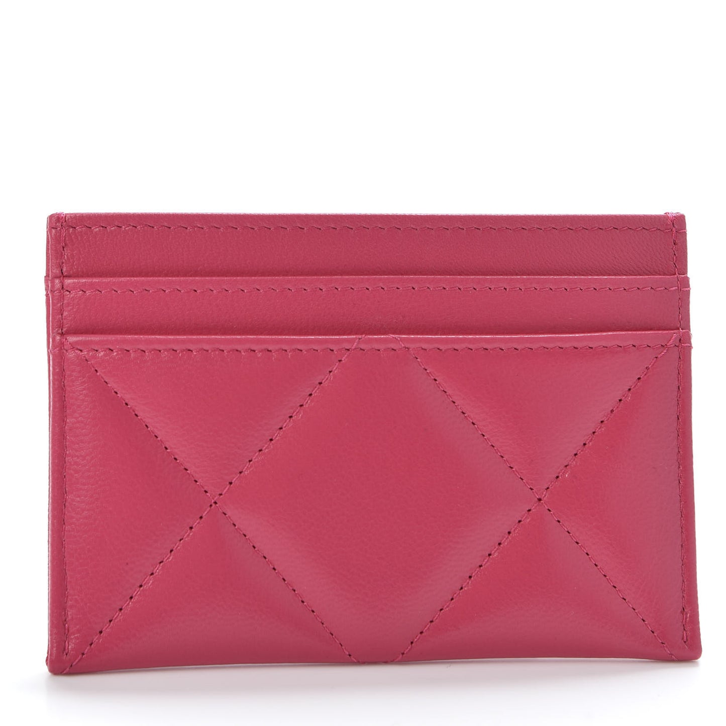 Shiny Goatskin Quilted 19 Card Holder Dark Pink