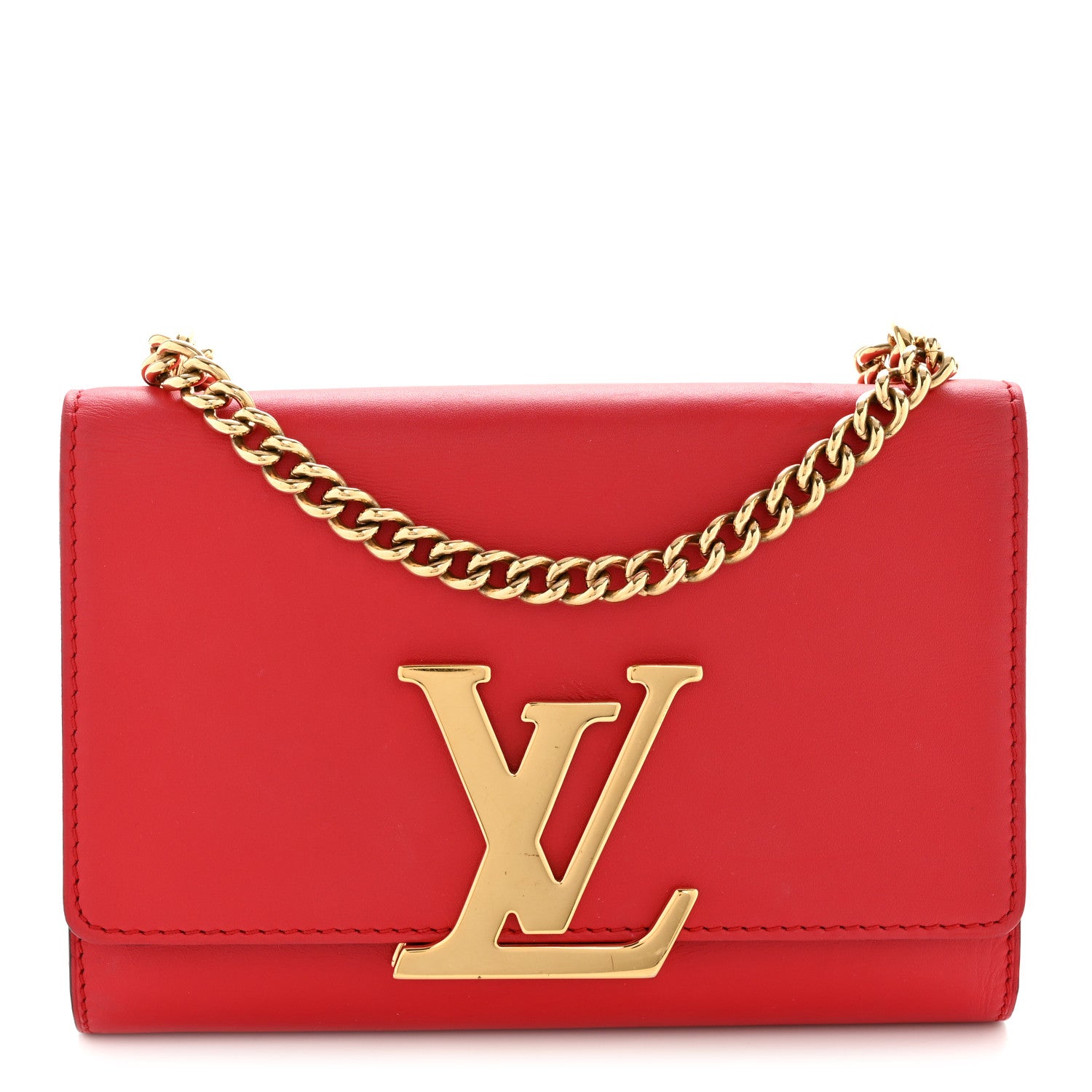 Louis Vuitton Calfskin Chain Louise MM Red 1 of 14