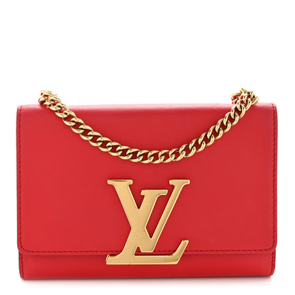 Louis Vuitton Calfskin Chain Louise MM Red 1 of 14