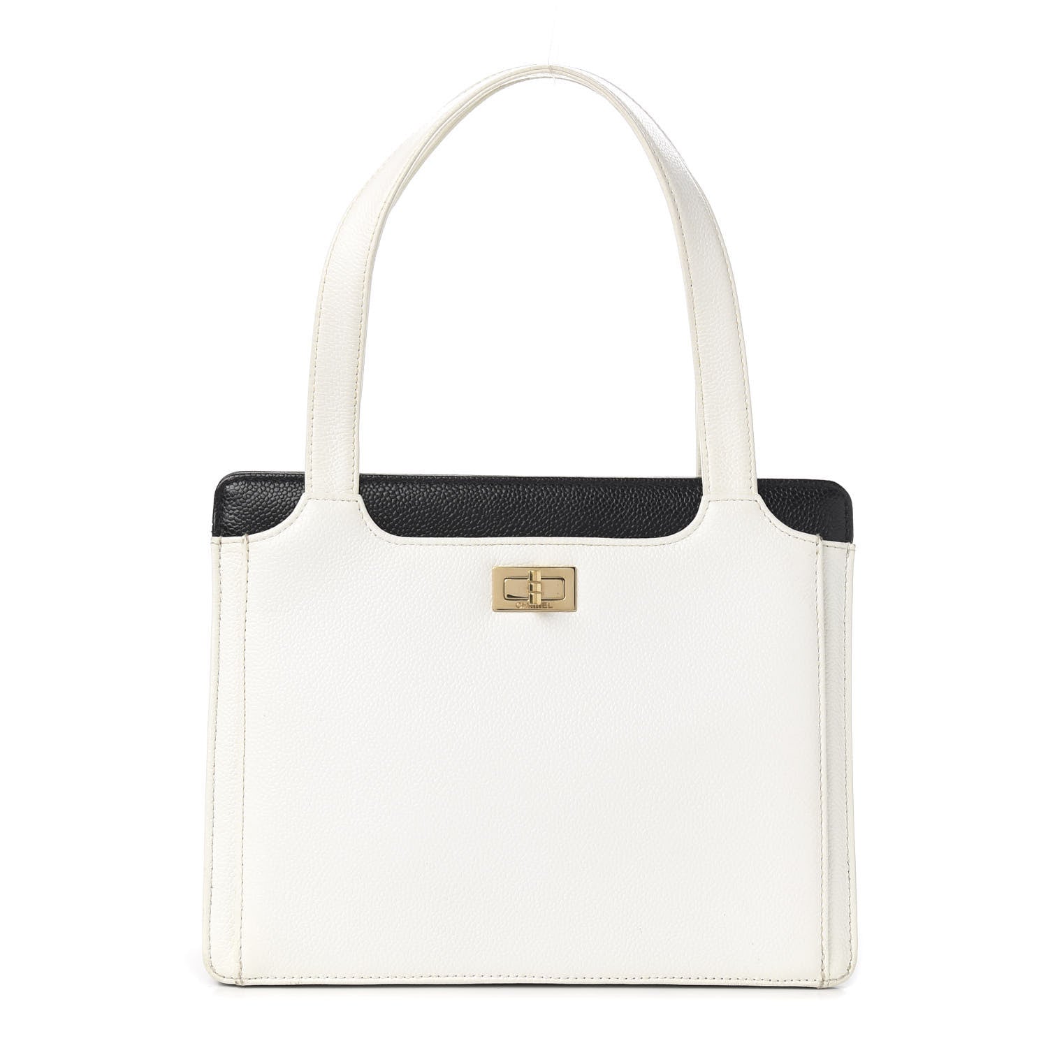 Chanel Caviar Mademoiselle Shoulder Bag Black White 1 of 9