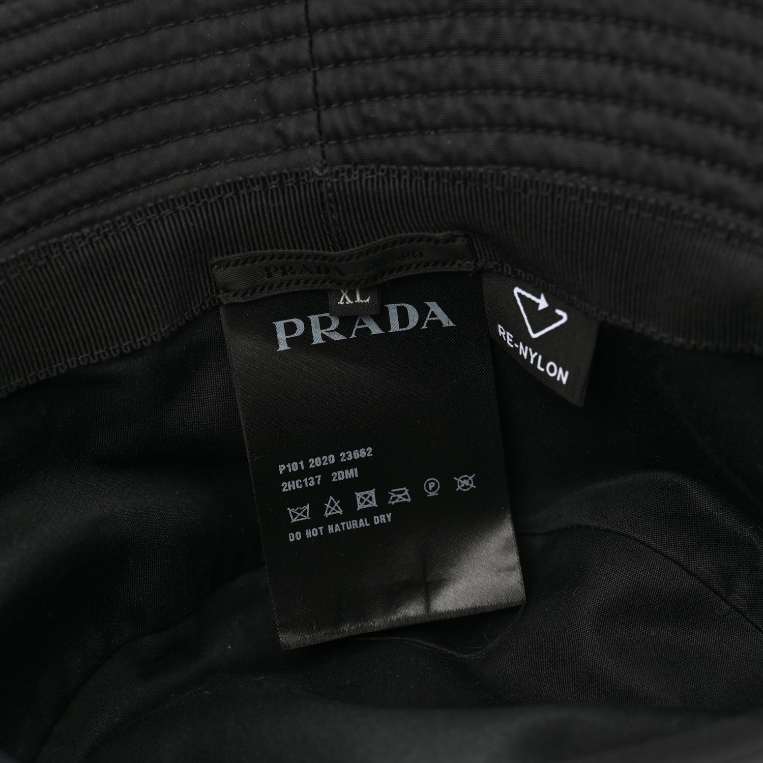 Prada Re-Nylon Metal Triangle Logo Mens Bucket Hat XL Black 7 of 9