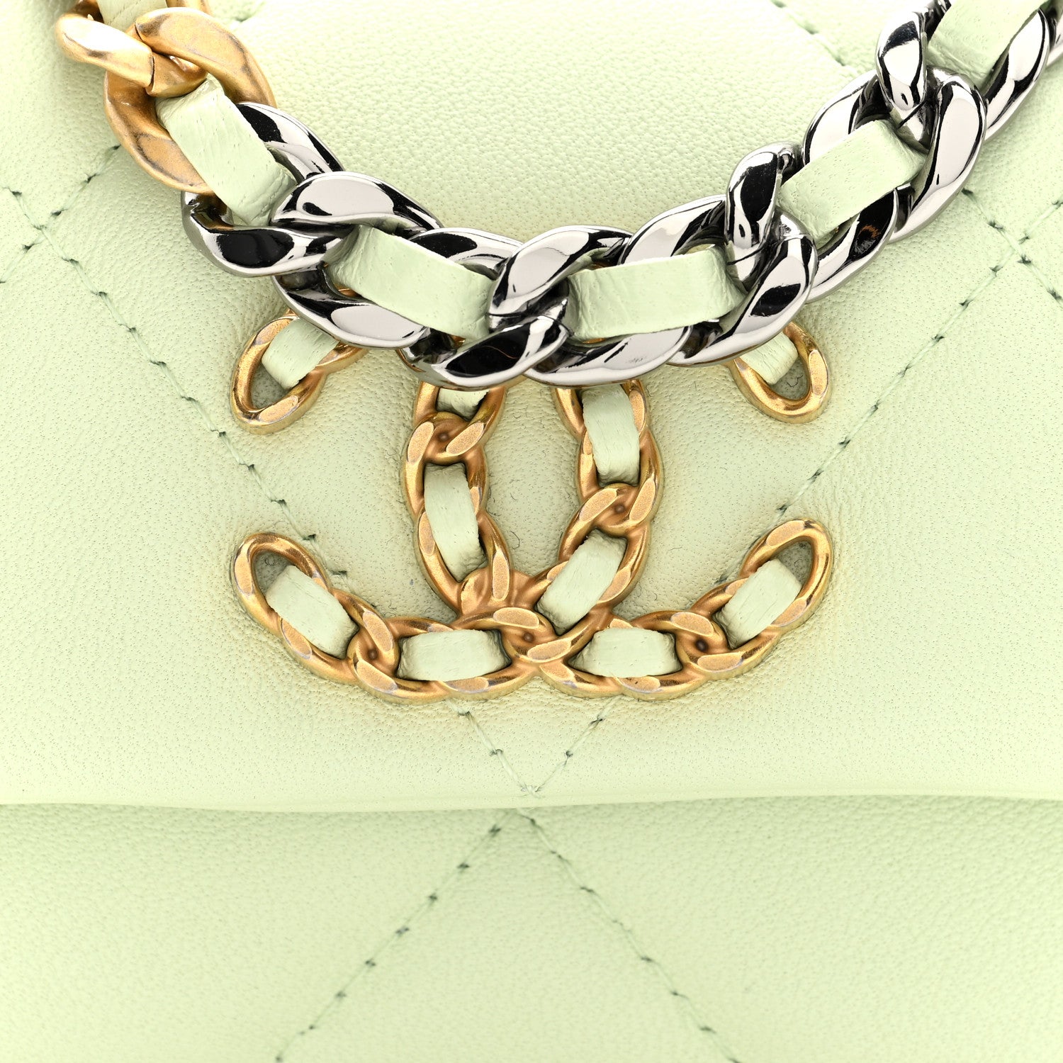 Chanel Lambskin Quilted Chanel 19 Flap Mini Shoulder Bag Light Green 8 of 10