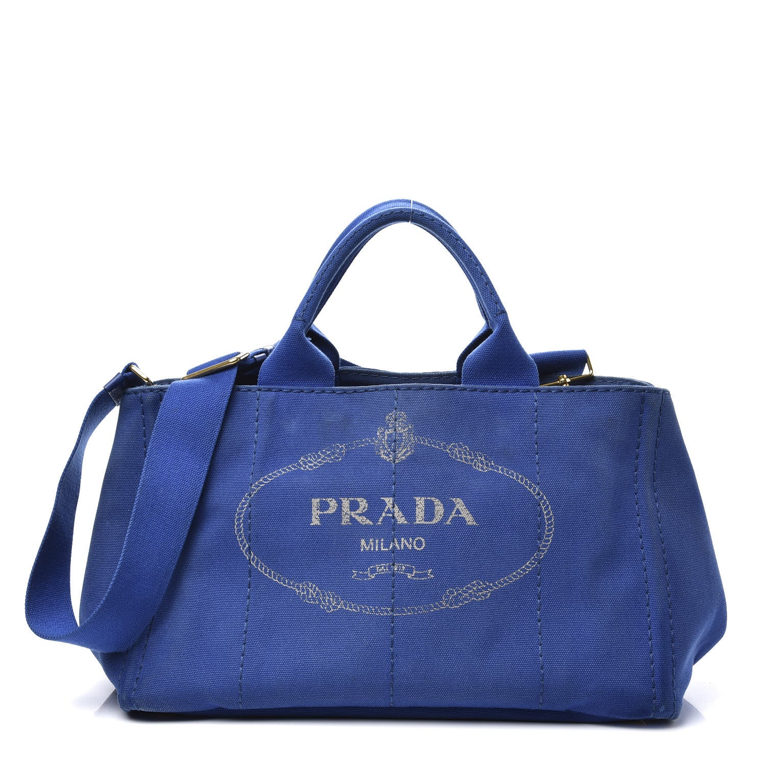 Prada Canapa Logo Shopping Tote Cobalto 1 of 10