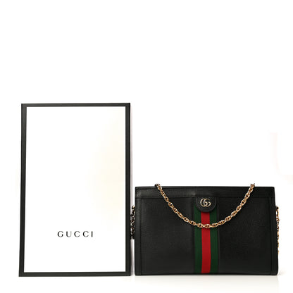 Gucci Textured Calfskin Web Medium Ophidia Chain Shoulder Bag Black 11 of 11
