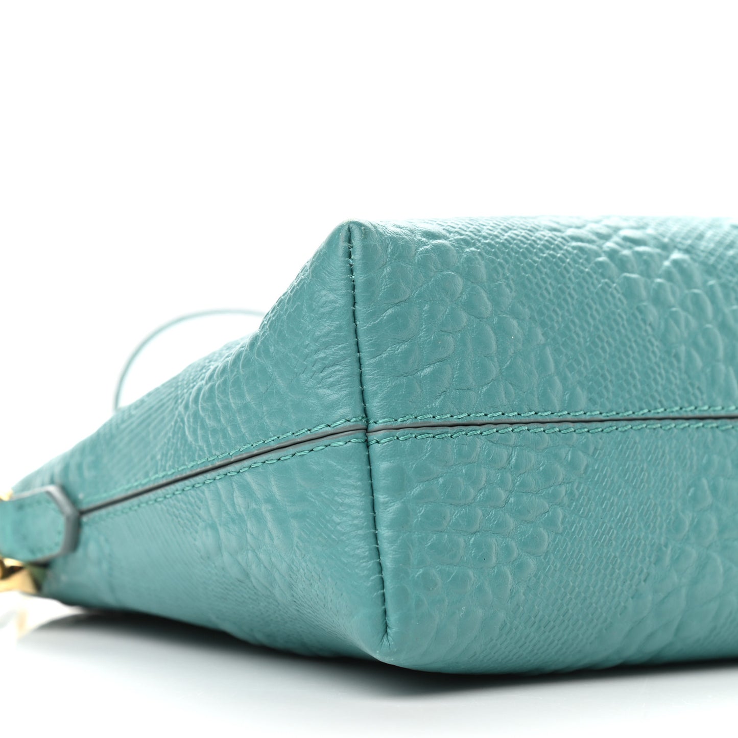 Signature Grain Calfskin Check Embossed Small Chichester Crossbody Clutch Bag Aqua Green