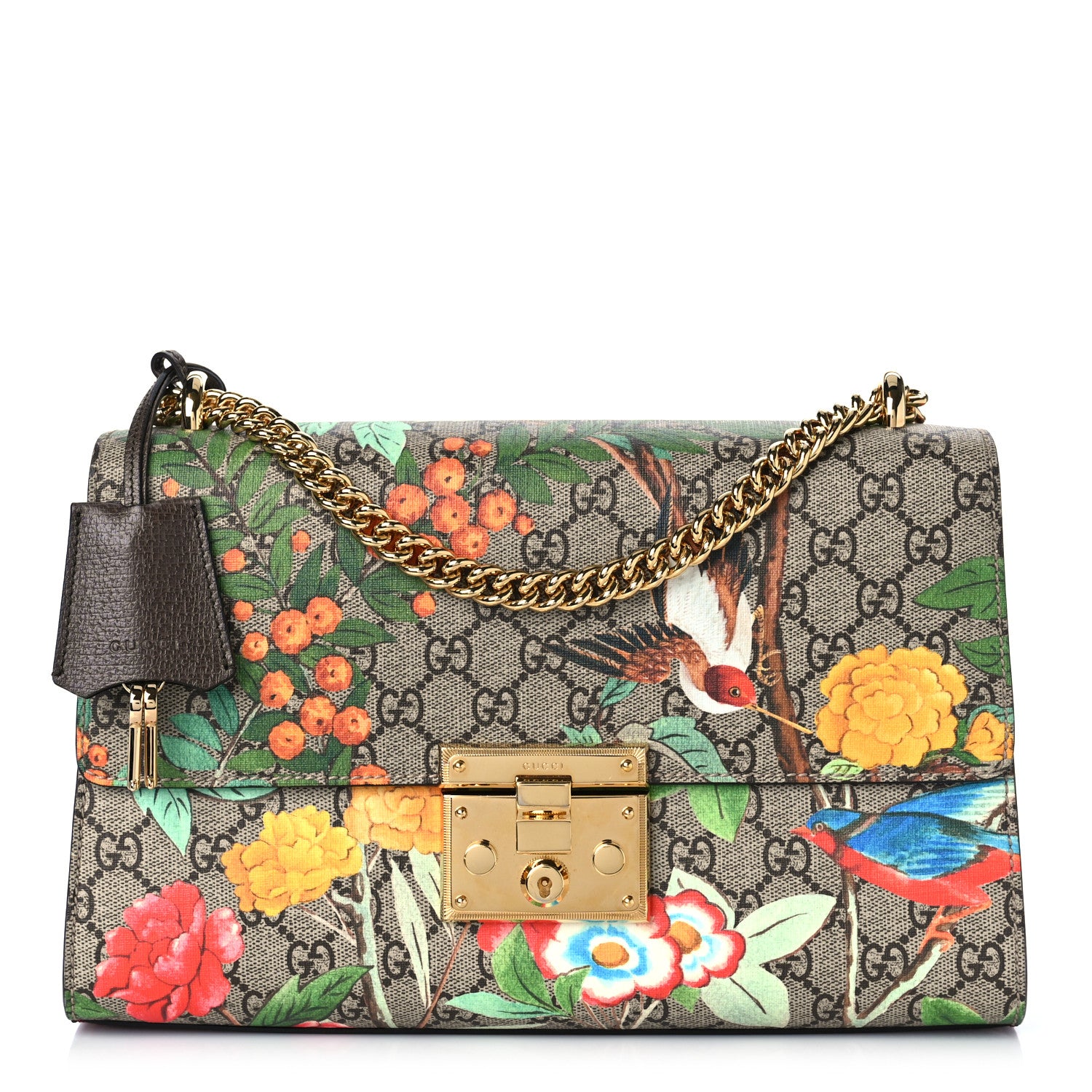 Gucci GG Supreme Monogram Tian Medium Padlock Shoulder Bag Beige Multicolor New Acero 1 of 12