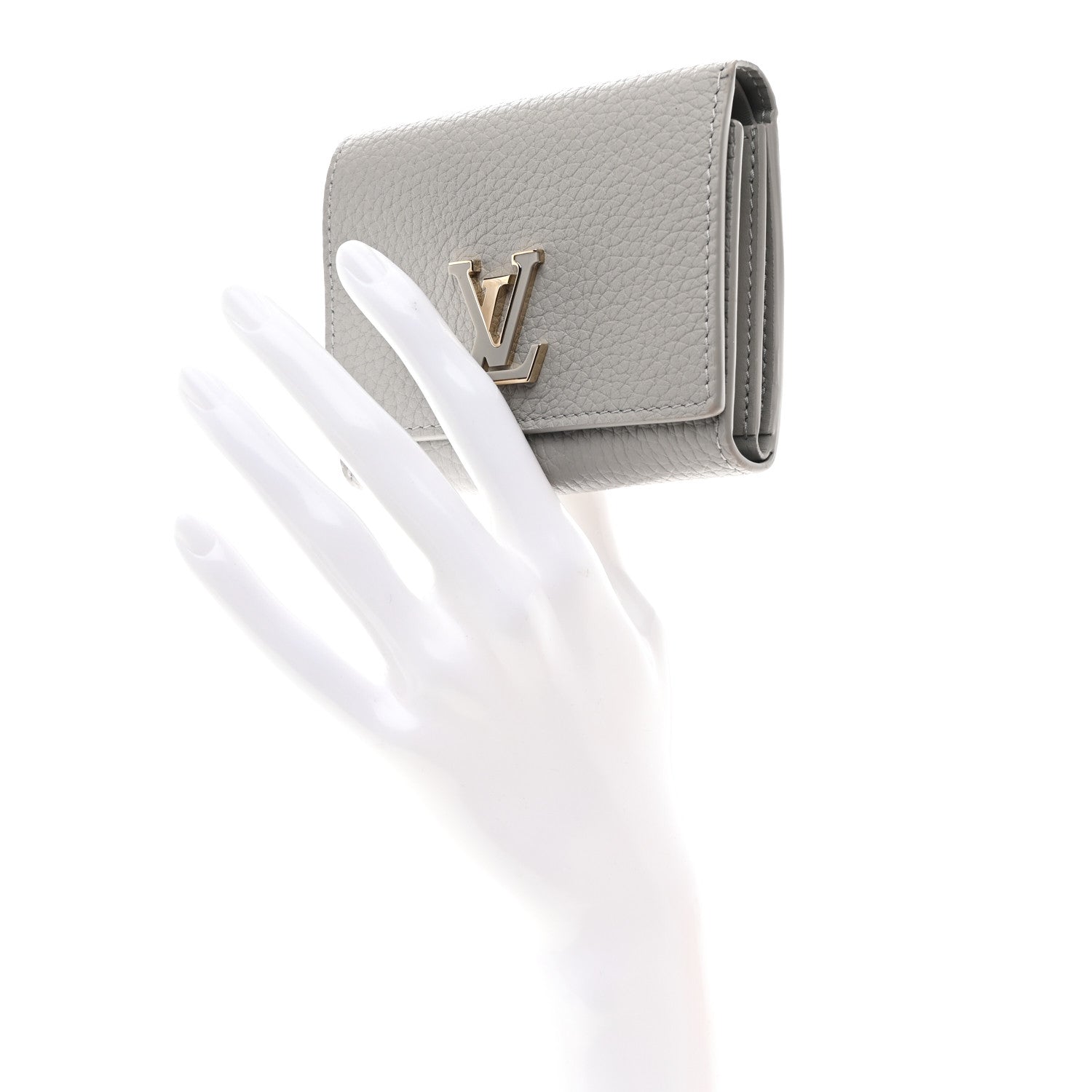 Louis Vuitton Taurillon Capucines Tiny Wallet Flint Grey 2 of 7