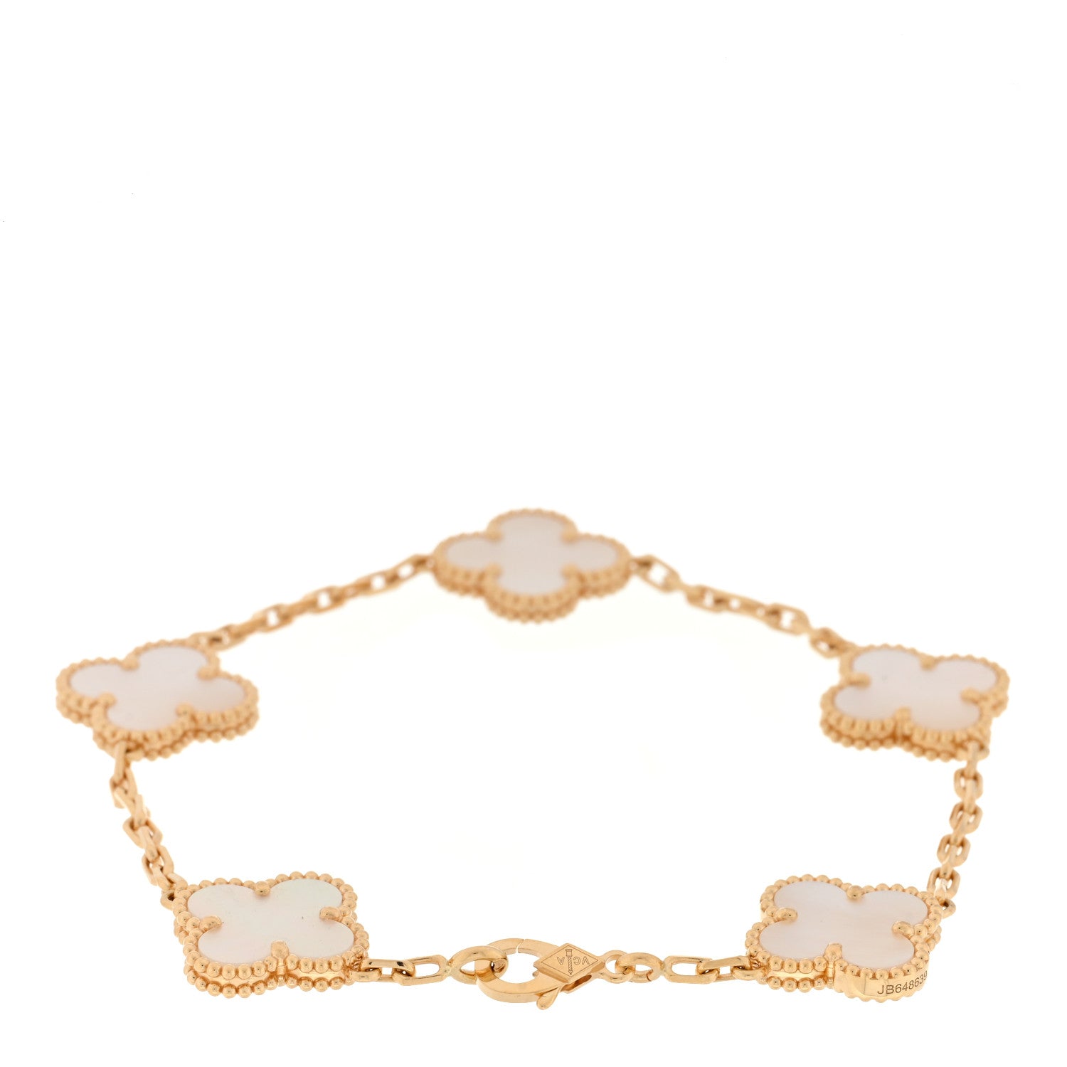 Van Cleef & Arpels 18K Yellow Gold Mother of Pearl 5 Motifs Vintage Alhambra Bracelet 2 of 4