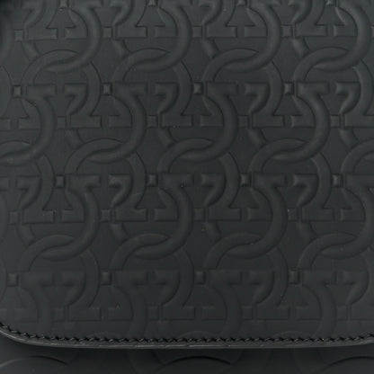 Salvatore Ferragamo Calfskin Gancini Embossed Brooklyn Crossbody Bag Black 9 of 11