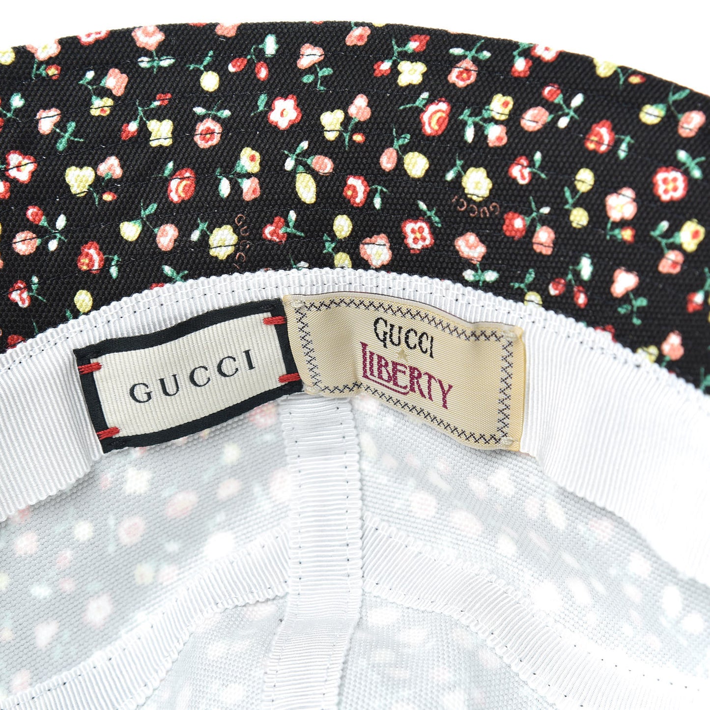 X LIBERTY OF LONDON Canvas Floral Print Bucket Hat S Black Multicolor