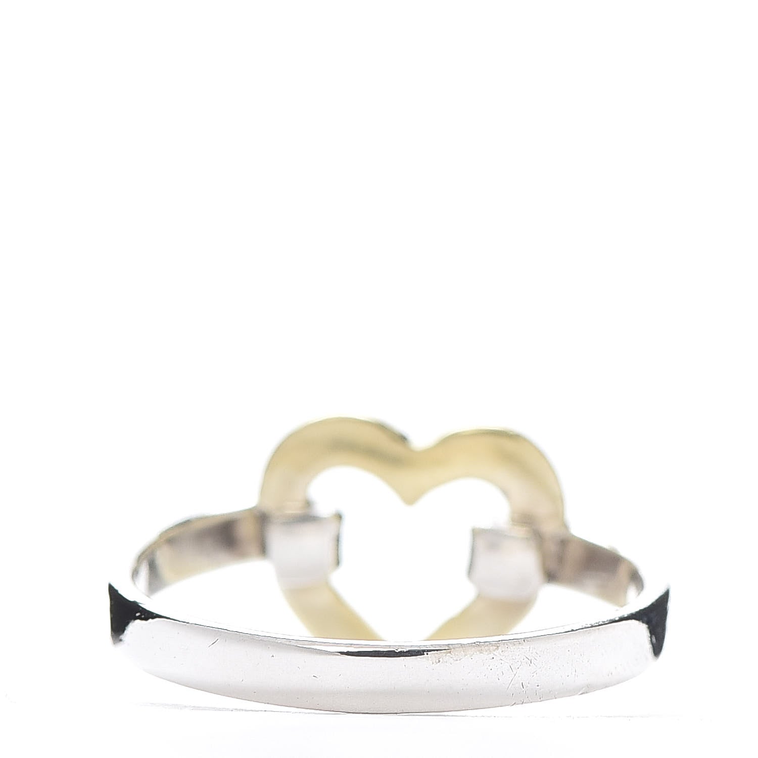 Tiffany Sterling Silver 18K Yellow Gold Open Heart Ring 53 6.25 3 of 4